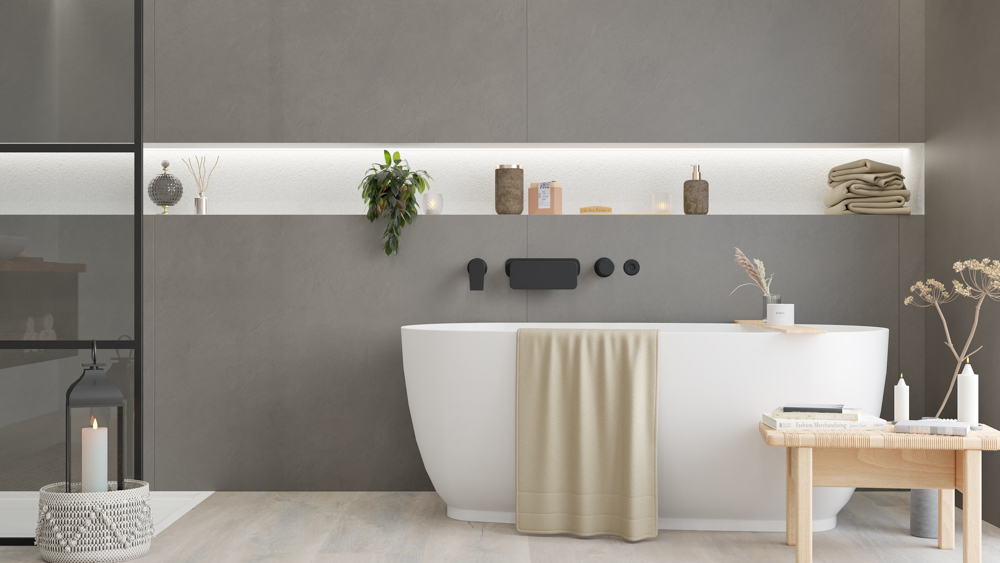 TWG SPA Nestis Nassraumplatte 0497 MT Stonehenge - 3340 IM Gypsum Marone – Bild 8