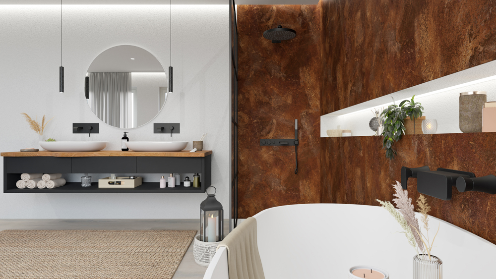 TWG SPA Nestis Nassraumplatte F 76026 CR Ceramico Rost - S 60036 SX Classic Beton – Bild 6