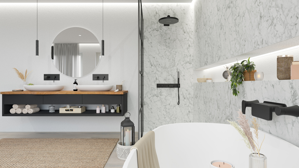 TWG SPA Nestis Nassraumplatte F 76044 ML Bellato Grau - S 63009 SM Marmor Carrara – Bild 9