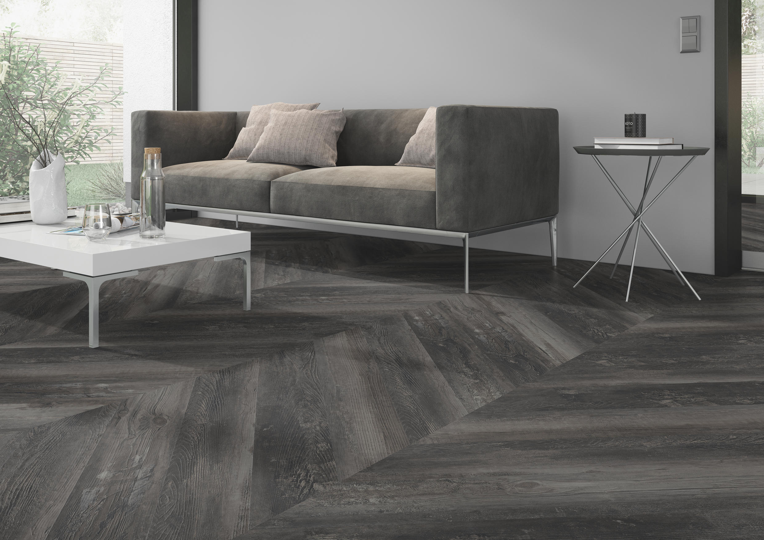 TWG Vinylboden Titan One 055 Chevron Gluedown Smoked Pine Black – Bild 5